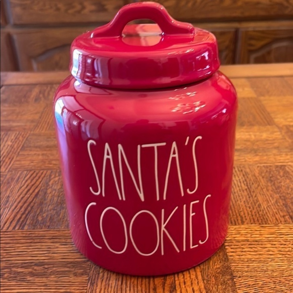 Rae Dunn Santa’s cookies jar red